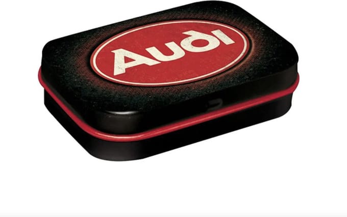Pepermunt Blik Audi - Logo Red Shine 4 x 6 cm