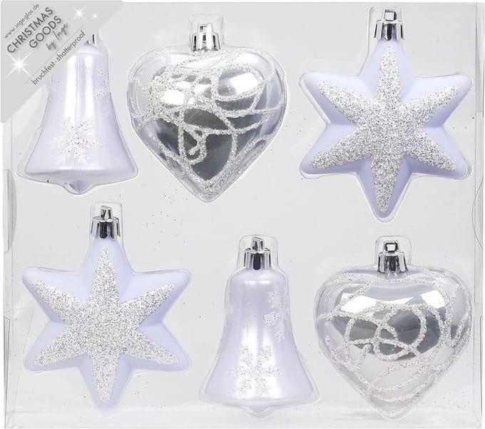 Christmas Goods Kersthangers - 6x - figuurtjes - wit - 9 cm - kerstversiering