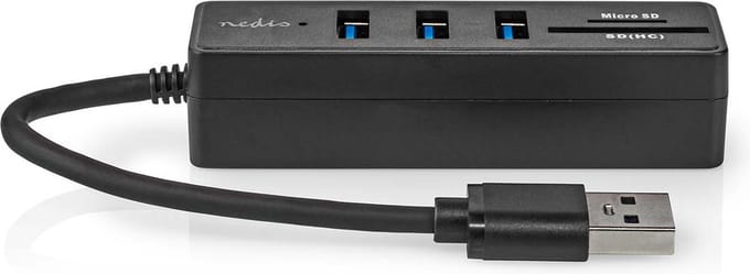 Nedis USB-Hub - USB-A Male - 3x USB A Female - 5-Poorts poort(en) - USB 3.2 Gen 1 - USB Gevoed - 5 Gbps - SD & MicroSD