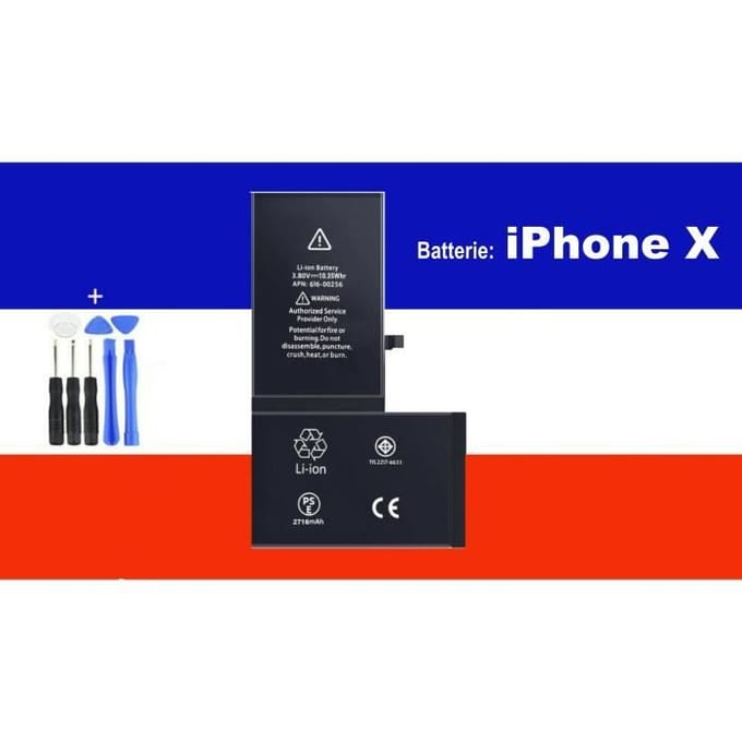 BATTERIE INTERNE NEUVE 0 CYCLE POUR IPHONE X + Outils + Adhésif