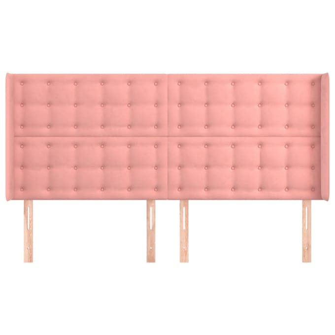 vidaXL - Hoofdbord - met - randen - 183x16x118/128 - cm - fluweel - roze