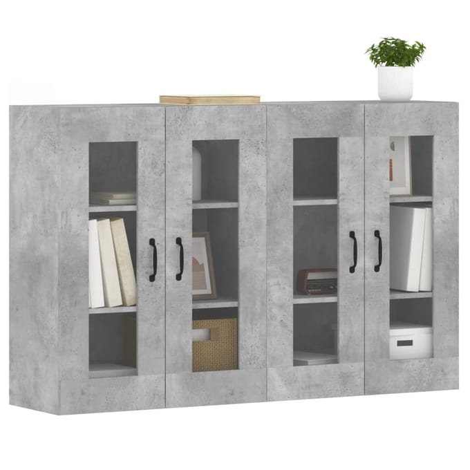 vidaXL - Hangkasten - 2 - st - bewerkt - hout - betongrijs