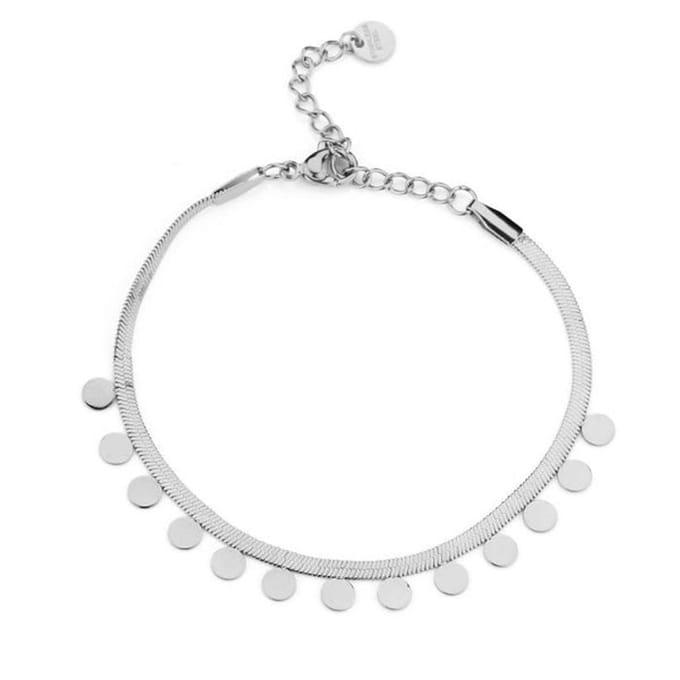 Bijoutheek Armband Slang Discs Zilver