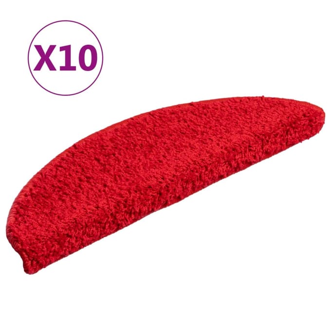 vidaXL - Trapmatten - 10 - st - 56x17x3 - cm - Rood - Halfrond