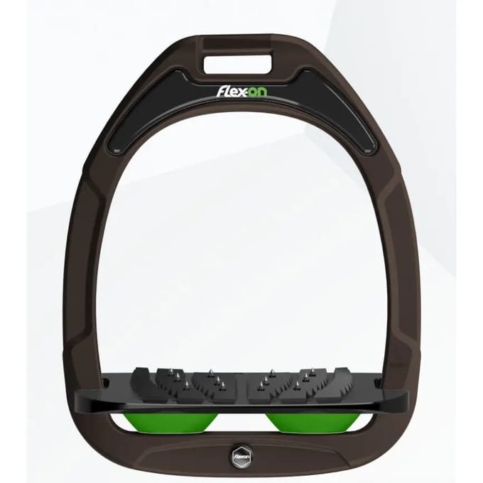 Veilige ruiterstijgbeugels Schuin Ultra Grip Bruin/Zwart/Groen Flex-On Safe-On
