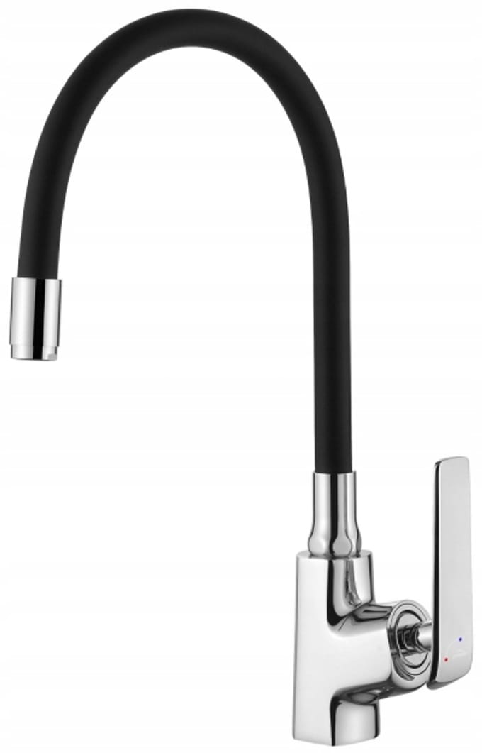 Invena Ligaria Keukenkraan ECO START Chroom/Zwart - Flexibele Uitloop