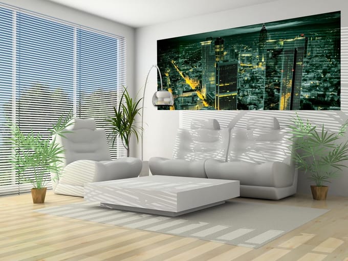 City Frankfurt Skyline Night Lights Photo Wallcovering