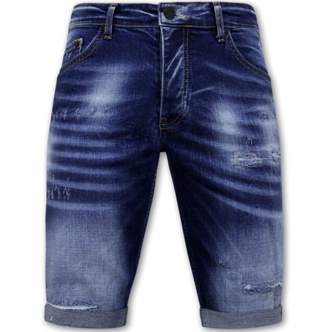 Blue Ripped Shorts Heren - Slim Fit -1081- Blauw