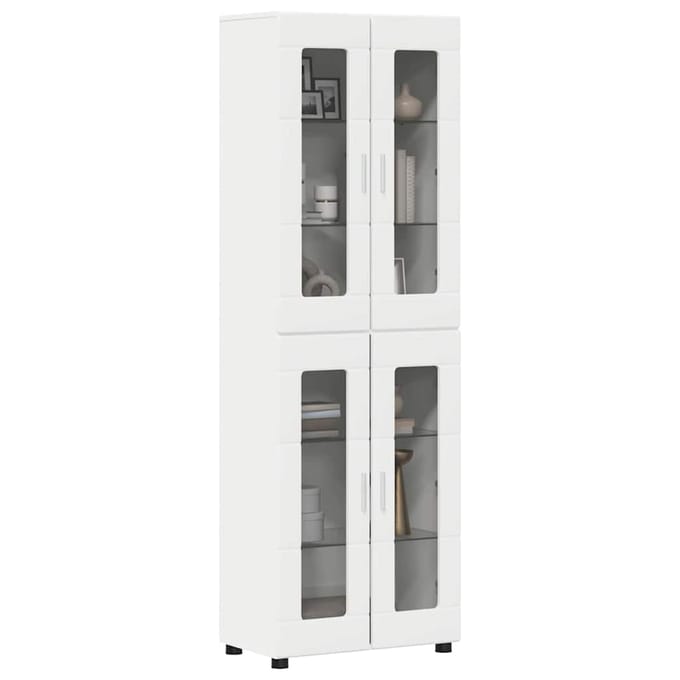 vidaXL - Highboard - FLORIN - 60 - x - 35 - x - 182 - cm - Wit - Bewerkt - hout