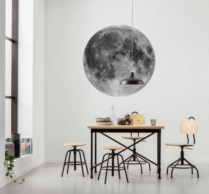 Fotobehang - Moon 125x125cm - Rond - Vliesbehang - Zelfklevend