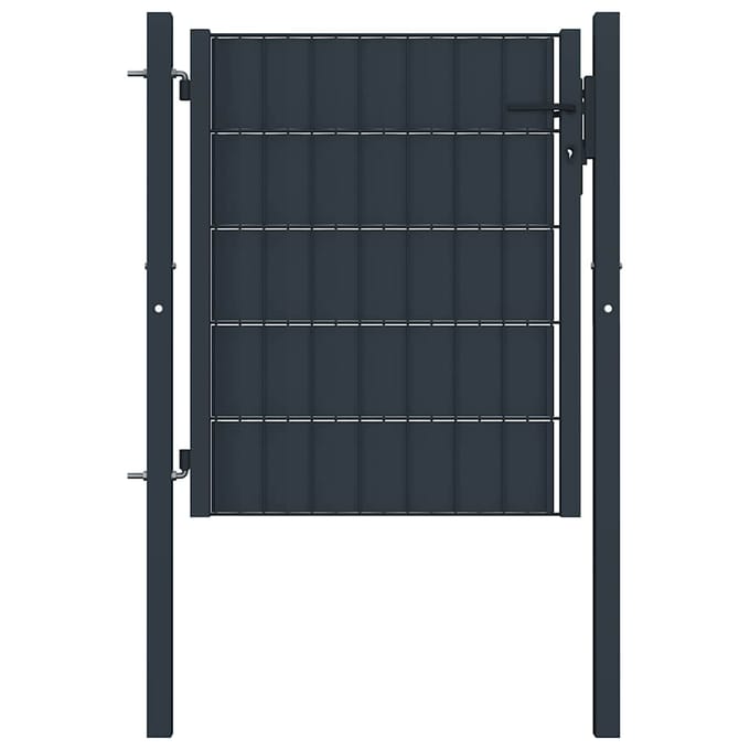vidaXL - Hekpoort - PVC - en - staal - 100x100 - cm - antraciet