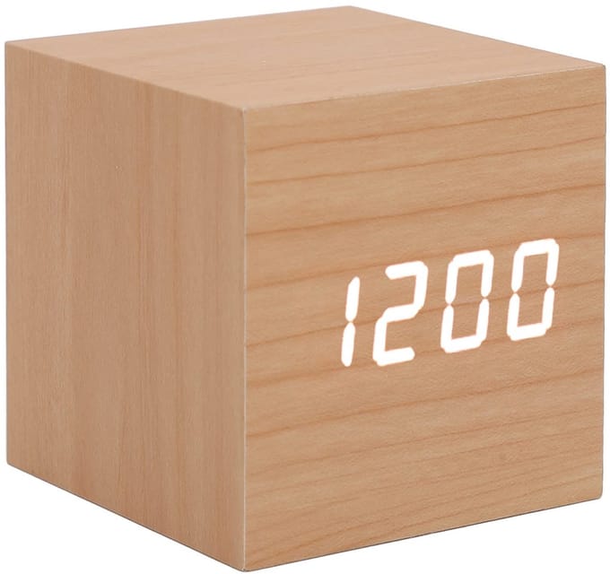 Dailygoods- Digitale Wekker Houten - Multifunctioneel - Groot Display