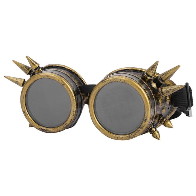 Vintage Spiked Steampunk Goggles Cosplay Bril Dubbellaags Winddicht (bronzen) gray