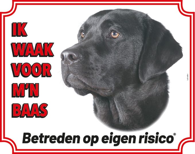 Waakbord 18 Labrador Zwart 20x25cm