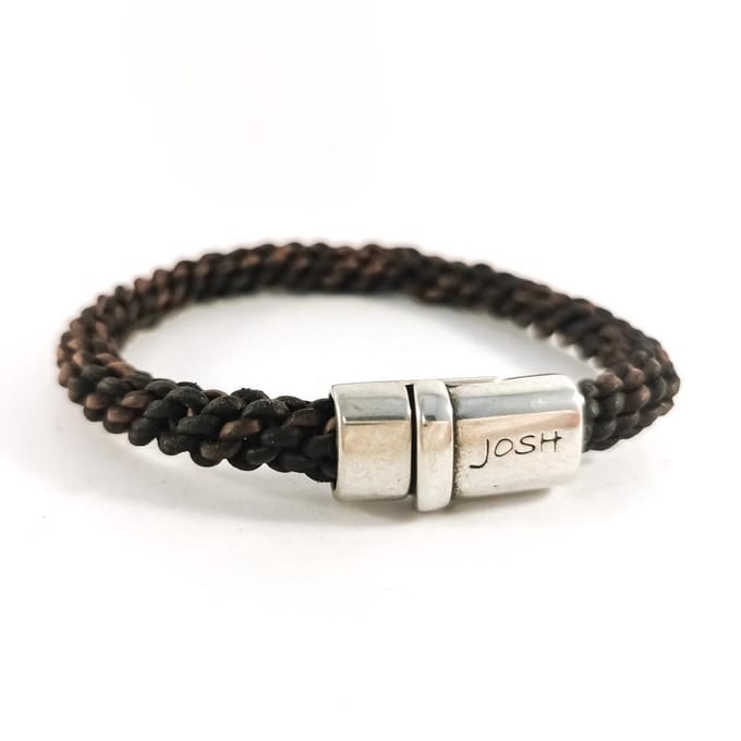 Josh Silver Brown Armband 09085-BRA-S/BROWN-L (Lengte: 22.5 cm)