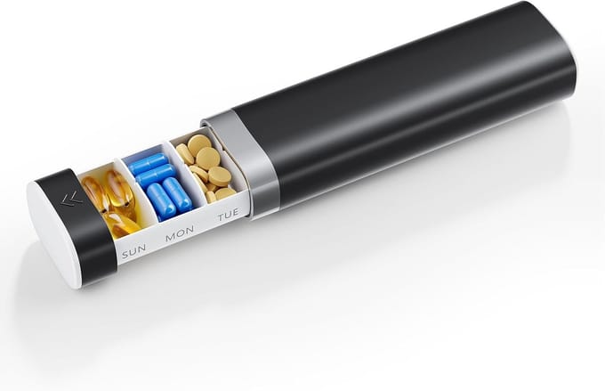Famanu – Pillendoos 7 dagen met 1 vak per dag, compacte weekbox voor dagelijks gebruik