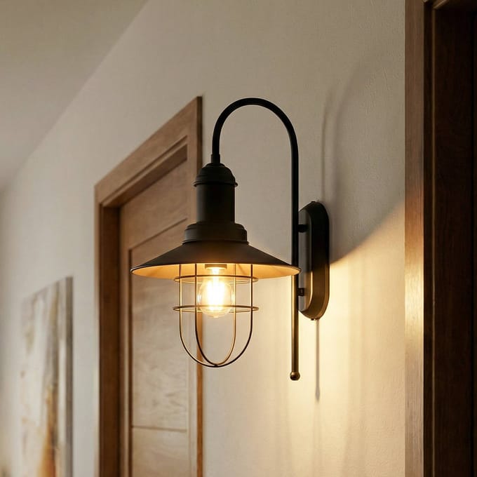 ROYALTECH Wandlamp Gadi, zwart, metaal, hoogte 48 cm