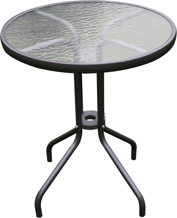 Ronde Bistrotafel van Glas en Metaal - 60 cm Diameter - Antraciet