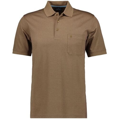 Ragman Softknit Poloshirt Breast Pocket Pima Cotton Mix Chestnut / male