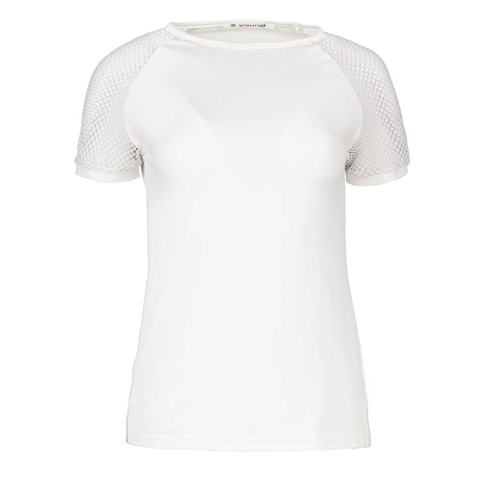 Ecru top met korte mouwen