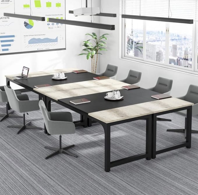 MAZAZU Bureau - Moderne vergadertafel - Zwart - 180x80x75cm