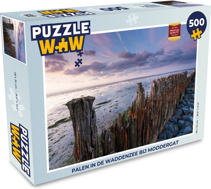 Puzzel Palen in de Waddenzee bij Moddergat - Legpuzzel - Puzzel 500 stukjes