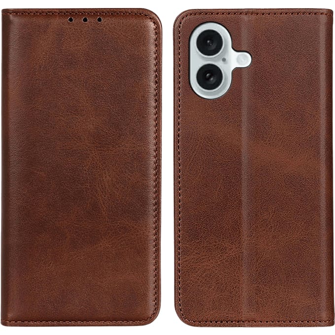 CaseBody Apple iPhone 17 Real Leather Wallet Hoesje Bruin