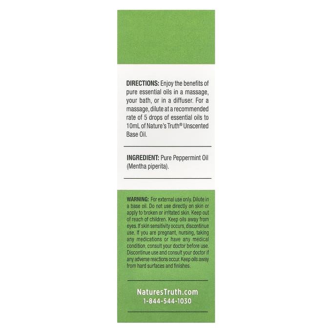 Nature's Truth, Pure Etherische Olie, Verfrissende Pepermunt, 0,51 fl oz (15 ml)