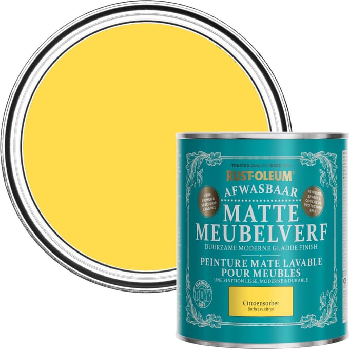 Rust-Oleum Geel Afwasbaar Matte Meubelverf - Citroensorbet 750ml