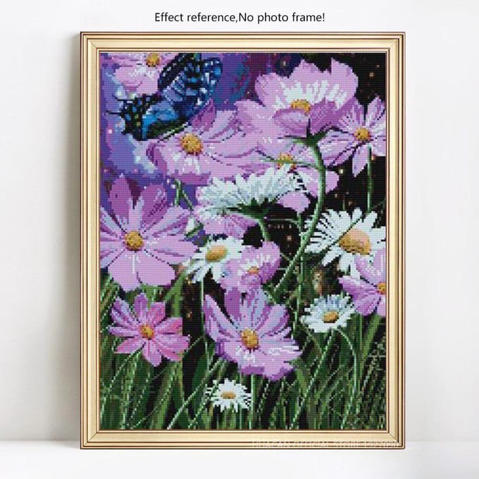 5D DIY diamantschilderij volledige ronde strass steentjes vlinder en bloem 20X30CM black