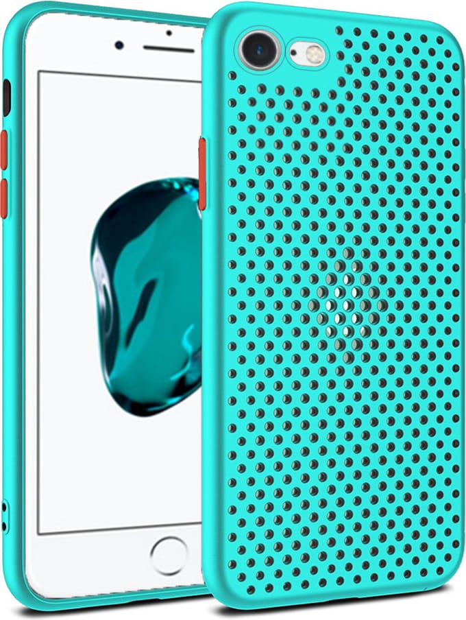Smartphonica iPhone 7/8 Plus siliconen hoesje met gaatjes - Blauw geschikt voor Apple iPhone 7 Plus;Apple iPhone 8 Plus