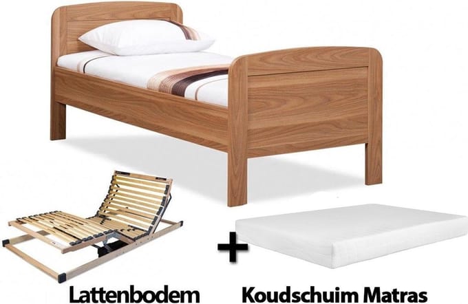 Complete set ledikant Senioren / seniorenbed 90x200cm eiken - Koudschuim Matras
