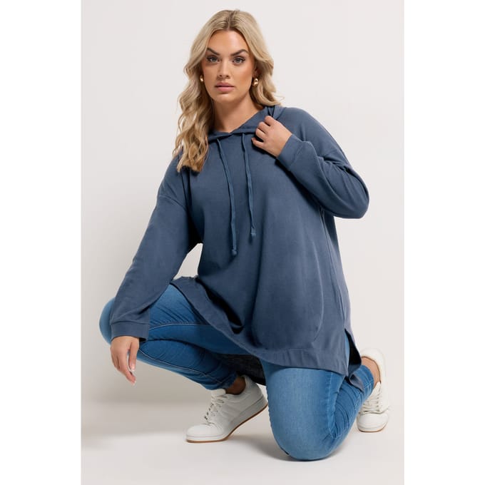 Yours Marineblauwe Waffel Hoodie Size 48