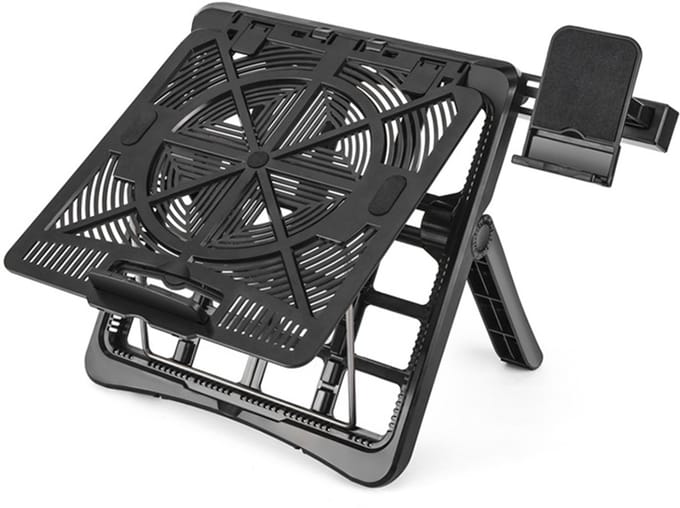 Multifunctionele laptopstandaard-opvouwbaar-verhoogd-koeling-plastic-met telefoonhouder-kantoor en thuisgebruik