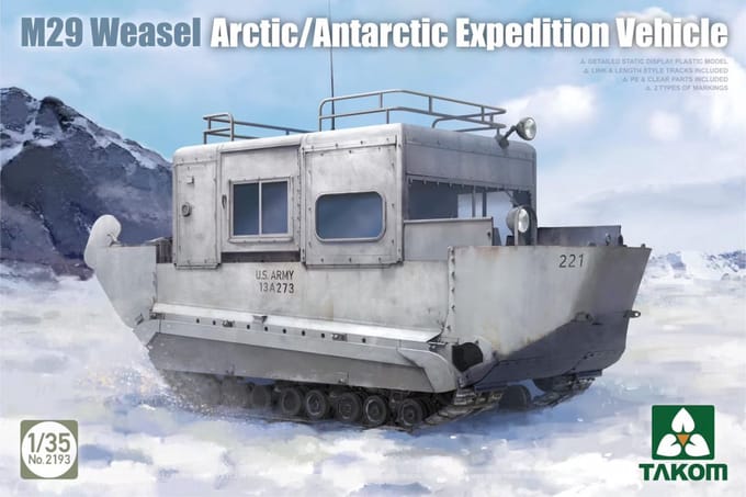 Takom Modelbouwpakket Militaire voertuigen - 2193 M29 Weasel Arctisch/Antarctisch Expeditievoertuig Plastic - 1:35 - Modelbouw