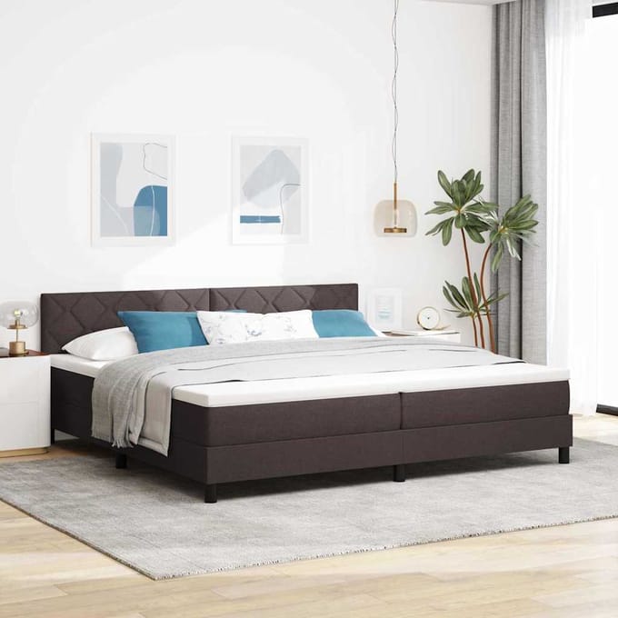 vidaXL - Boxspring - bed - met - hoofdeinde - Donkerbruin - 200 - x - 200 - cm - Stof