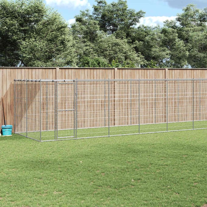vidaXL Hondenkennel met dak 21,78 m² gegalvaniseerd staal