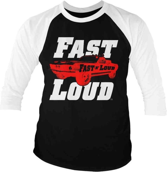 Fast N' Loud Raglan top -S- Mustang Zwart/Wit