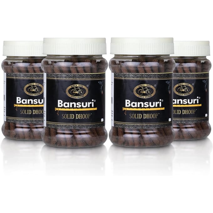 Cycle Pure Bâtonnets d'encens Dhoop sans bambou Pack de 4 100g chacun Parfum Guggal pour Pooja Méditation Usage Quotidien black