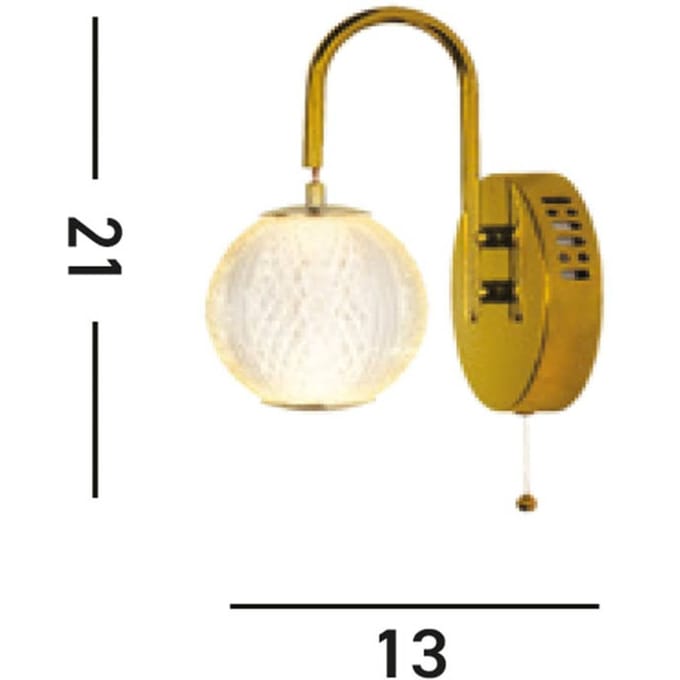 Searchlight LED wandlamp Allure messing, staal, acryl, schakelaar