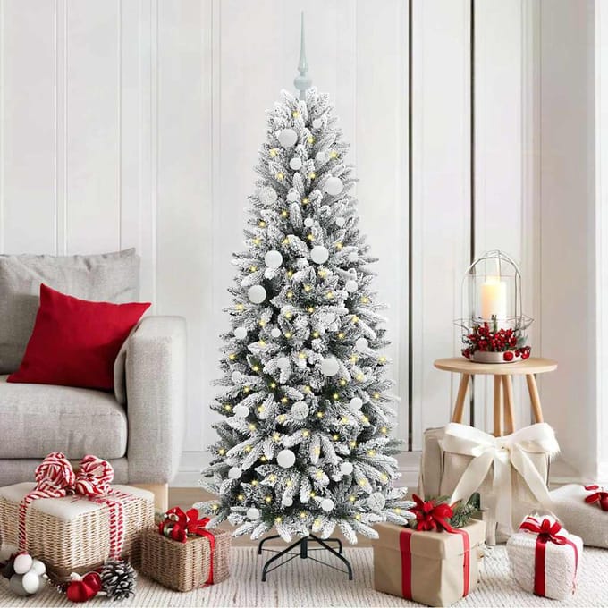 vidaXL - Kunstkerstboom - Wit - 150 - cm - PVC - en - plastic - en - staal - en - PE