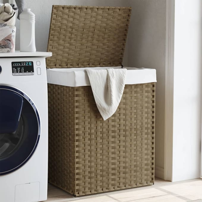 vidaXL - Wasmand - met - deksel - 46x33x60 - cm - poly - rattan