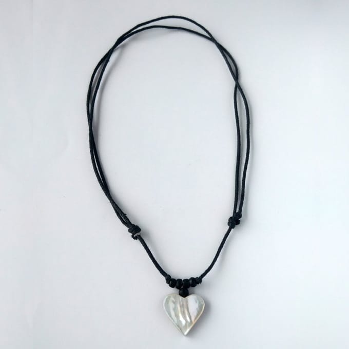 Collier van parelmoer en kokosnoot - Hart