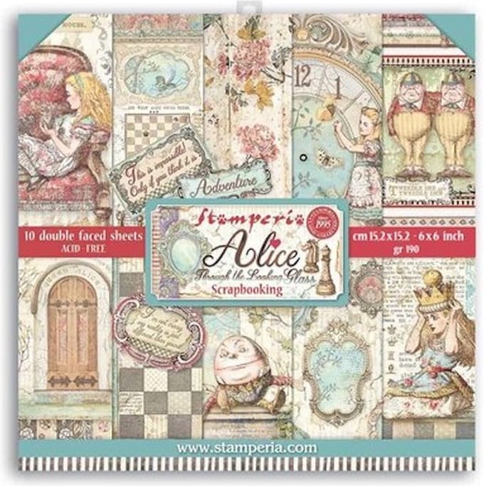 Stamperia - Alice Through the Looking Glass 6x6 Inch Paper Pack (SBBXS02)