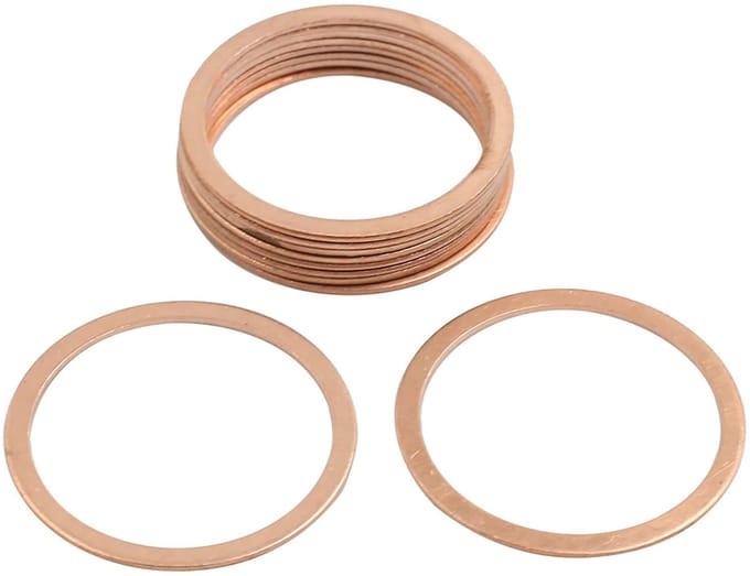 Dailygoods - Set van 10 Koperen Platte Sluitringen 32 x 38 x 1 mm