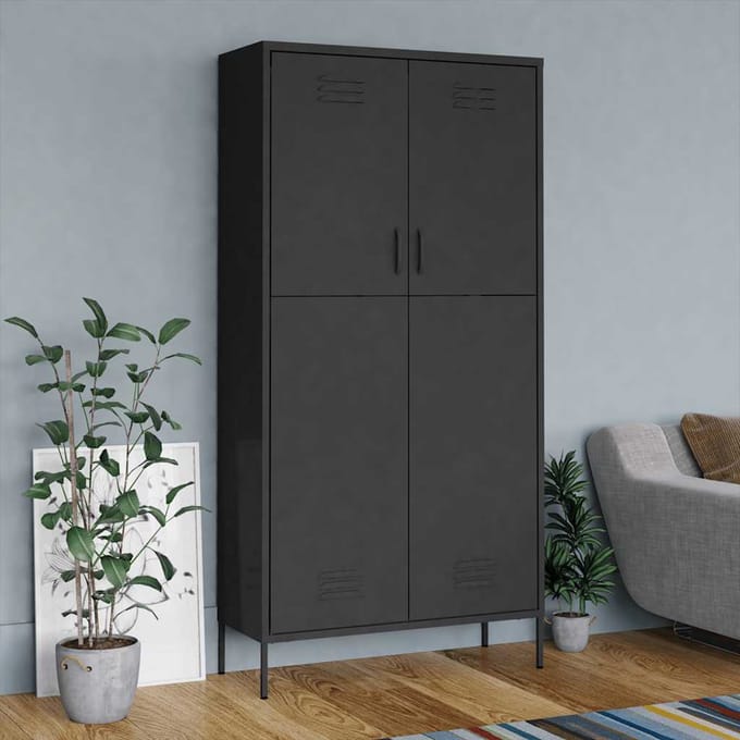 vidaXL - Kledingkast - 90x50x180 - cm - staal - antracietkleurig