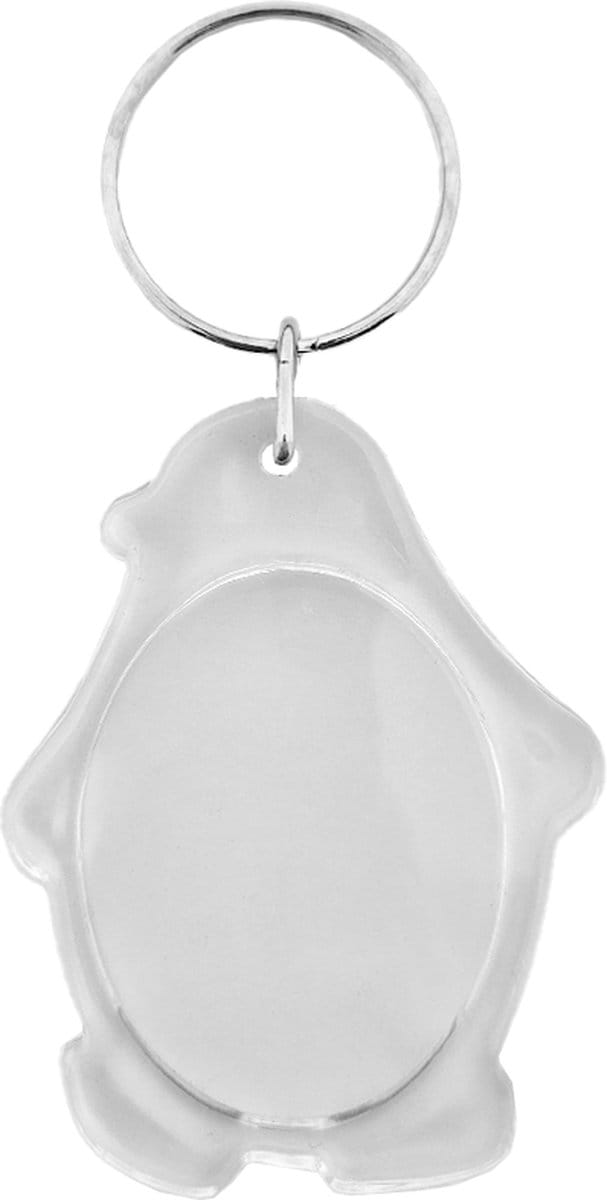CombiCraft Plexiglas sleutelhanger blanco pinguïn 42x54mm - 10 stuks