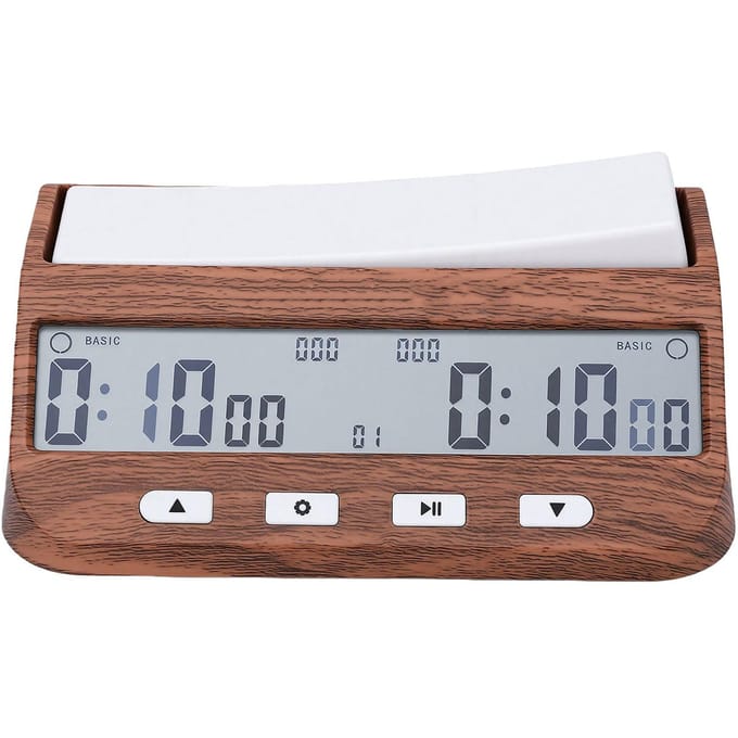Schaakklok Multifunctioneel Houtnerf Design Draagbaar Professioneel Digitale Schaakklok Spel Timer gray
