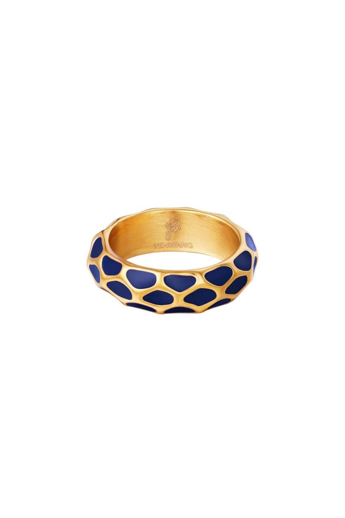 Ring Giraffe pattern- Blue- Blauw- Stainless Steel - Yehwang- 18-Moederdag cadeautje - cadeau voor haar - mama