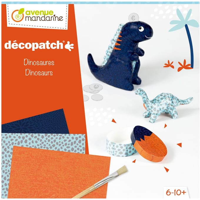 Avenue Mandarine Decopatch Dinosaurus kit creatieve 8-delige set